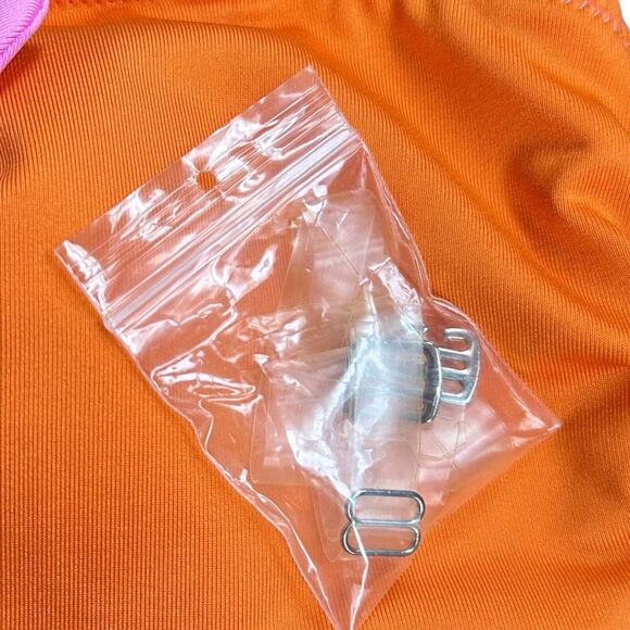 VS PINK Swim Colorblock Bandeau Top Twist‑Tie Front Size L Bright Sporty Summer - Picture 9 of 9